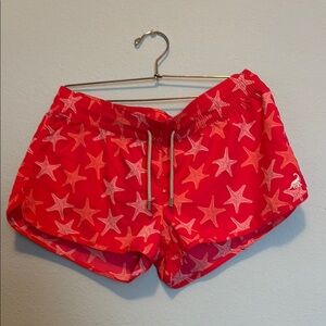 Red and Pink Star Pattern Athletic Shorts